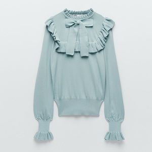 Zara light blue knit top